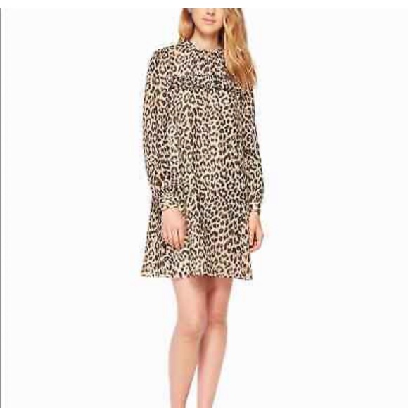 Kate Spade Leopard Cheetah Animal Printed Silk Dress Clip Dot Pattern, EUC - Picture 2 of 4